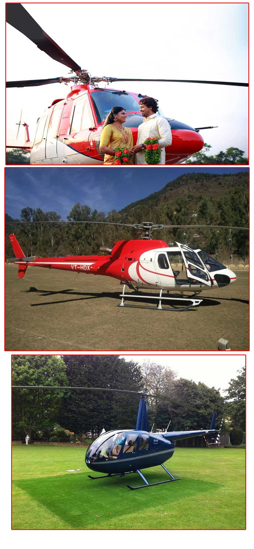 Helicopter hire for wedding